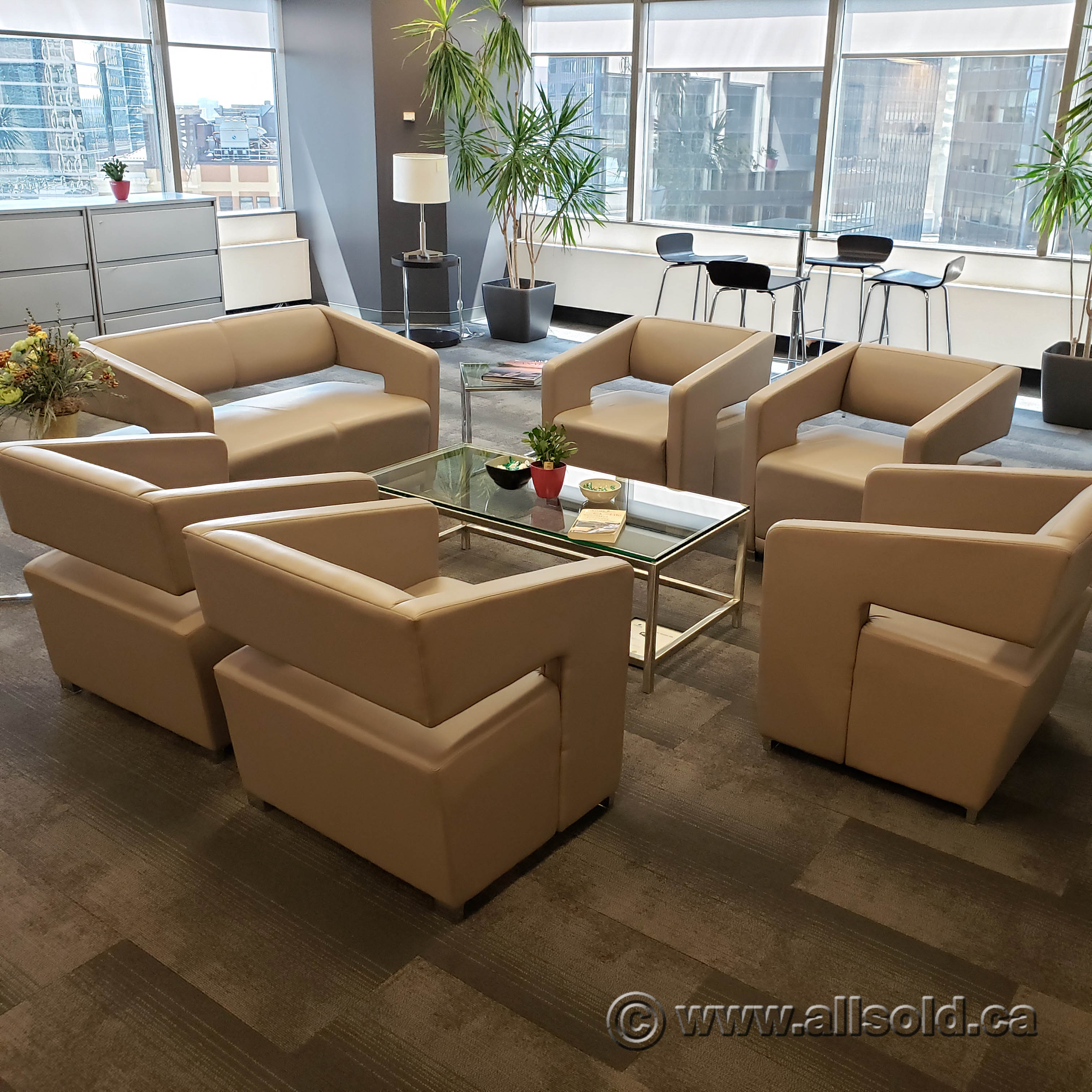 lobby furniture modern reception contemporary beige leather office sell allsold